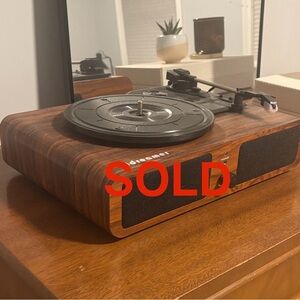 Udreamer Wood Finish Turntable Record Player with Bluetooth